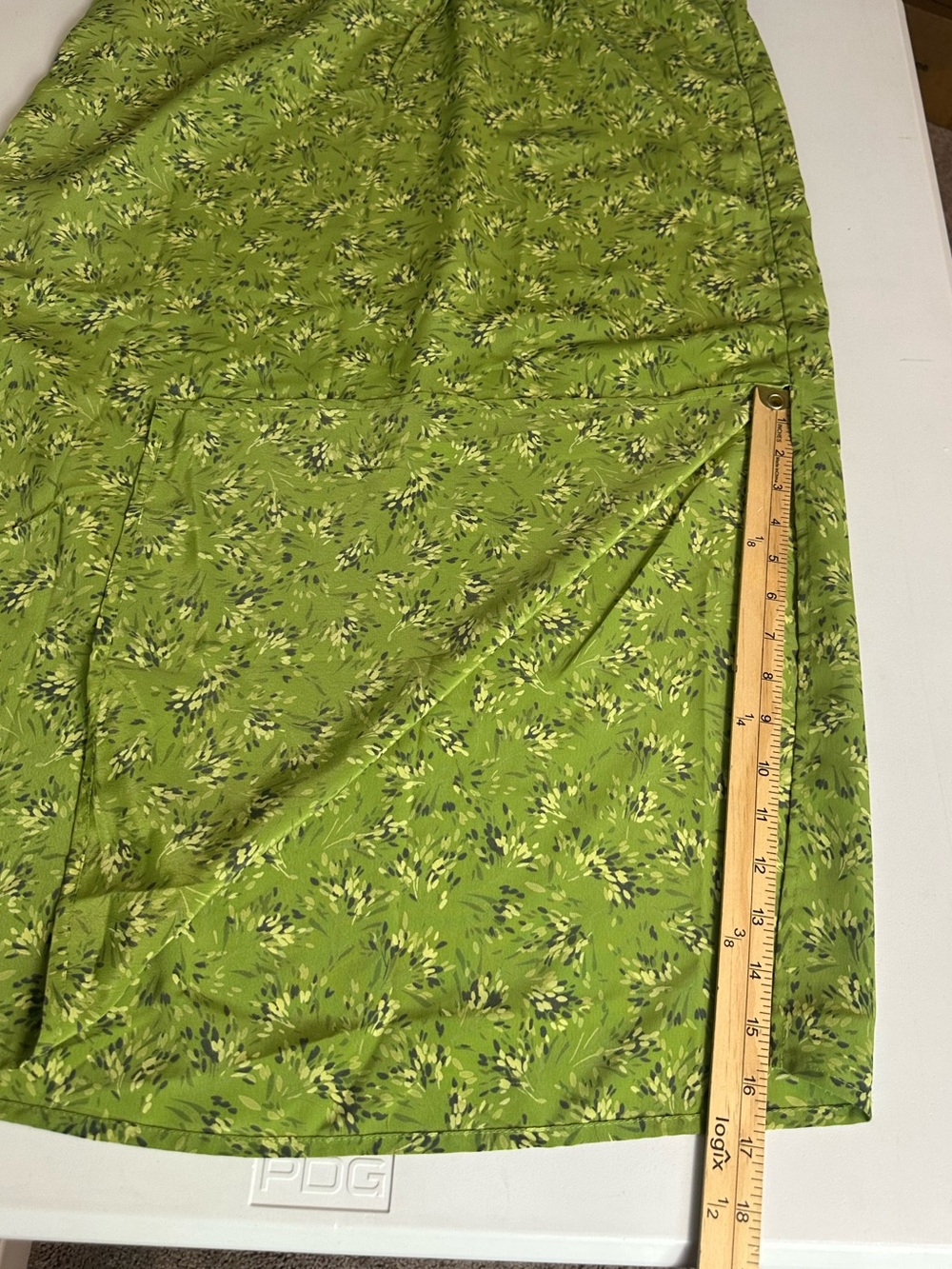 Vintage Y2K Venezia Jeans Ditsy Floral Green Double Slit Maxi Skirt Size 14/16 - Picture 7 of 10